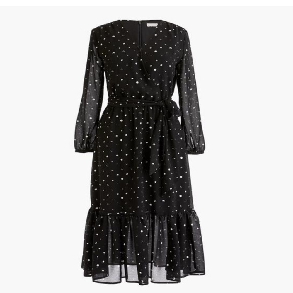 J.Crew Point Sur Faux-wrap Dress Black work 6 & 0 - Picture 2 of 8